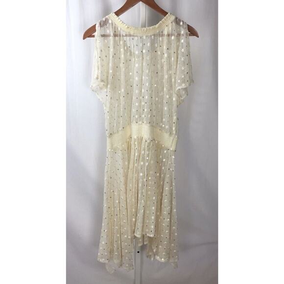 LEIFNOTES for ANTHROPOLOGIE Ivory NET DOT & GLEAM Dress sz. 8 - Picture 5 of 5